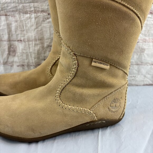 Timberland Women's 8.5 Beige Suede Insulated Tall Waterproof Winter Boots - Picture 10 of 15